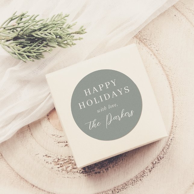 Boho Modern Sage Green Christmas Classic Round Sticker (Creator Uploaded)