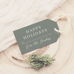 Boho Modern Sage Green Christmas Family Gift Tags