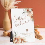 Boho Modern Script Capture The Love Wedding Plaque<br><div class="desc">Add a touch of boho charm to your wedding with this Boho Modern Script "Capture The Love" Wedding Tabletop Plaque with Easel. Designed with elegant terracotta flowers, this plaque combines style and function, making it a standout piece for your Wedding Tabletop Signs. Whether displayed on a table or incorporated into...</div>