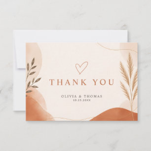 Boho Modern Simple Typography Terracotta Weddingg Thank You Card