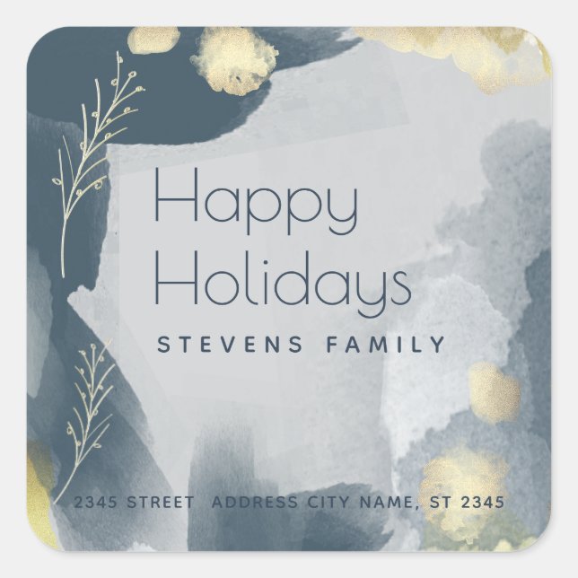 Boho Modern Watercolor abstract branches  Square Sticker (Front)