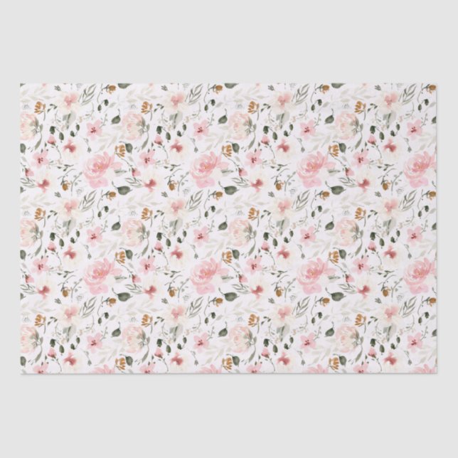 Boho modern watercolor floral tissue paper (Front)