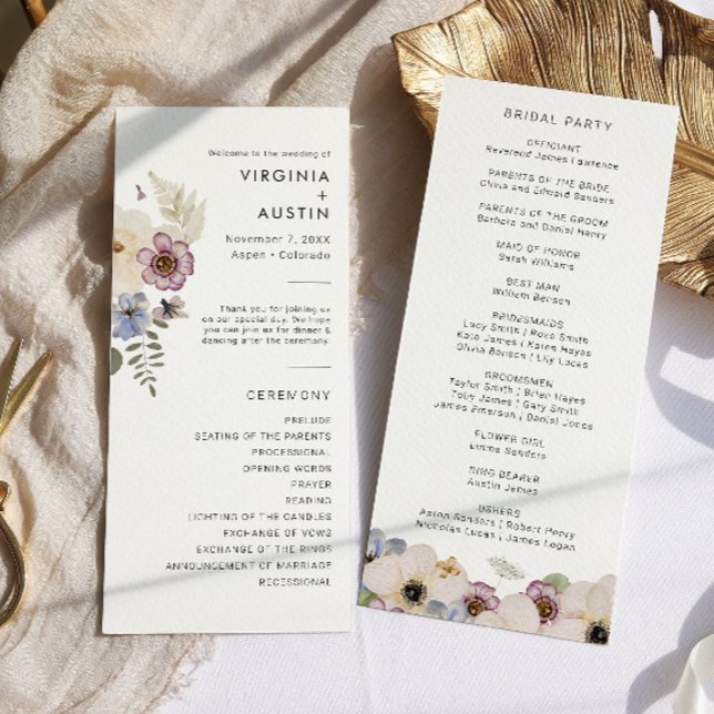 Boho Modern Wedding Programme (Boho Modern Floral Wedding Program by Painted Paperie
)