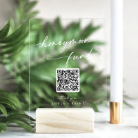 Boho Modern White Clear Wedding Honeymoon Fund