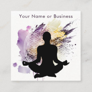 Boho Modern Yoga Flower of Life Sacred Geometry Square Business Card