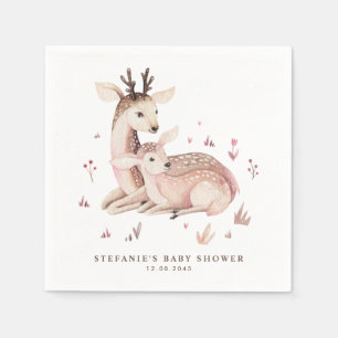 Boho Mommy and Baby Deer Woodland Baby Shower Napkin