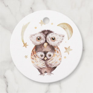 Boho Mommy and Baby Owl Woodland Baby Shower Favour Tags