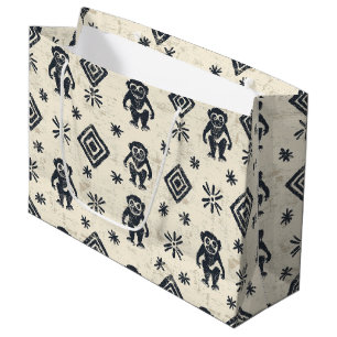 Boho Monkey Jungle Safari Pattern (2) Large Gift Bag