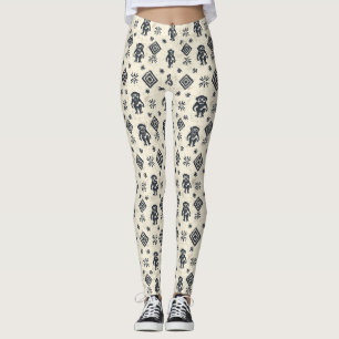 Boho Monkey Jungle Safari Pattern (2) Leggings