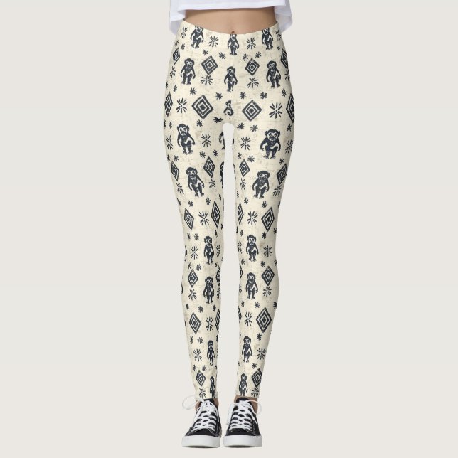 Boho Monkey Jungle Safari Pattern (2) Leggings (Front)