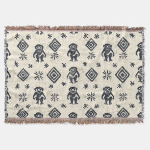 Boho Monkey Jungle Safari Pattern (2) Throw Blanket