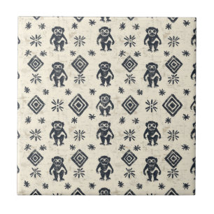 Boho Monkey Jungle Safari Pattern (2) Tile