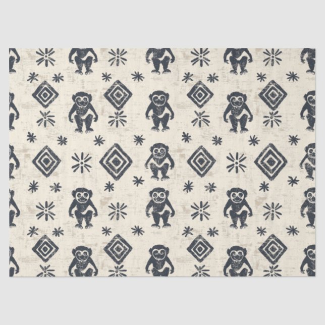 Boho Monkey Jungle Safari Pattern (2) Tissue Paper (Front)