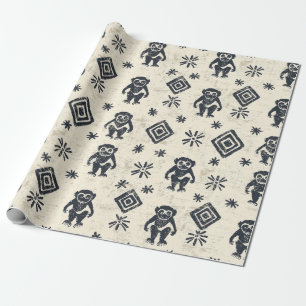 Boho Monkey Jungle Safari Pattern (2) Wrapping Paper