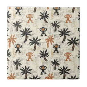 Boho Monkey Jungle Safari Pattern Tile