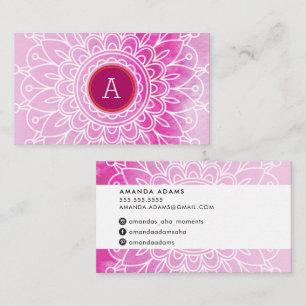 BOHO MONOGRAM modern mandala pattern pink orange Business Card