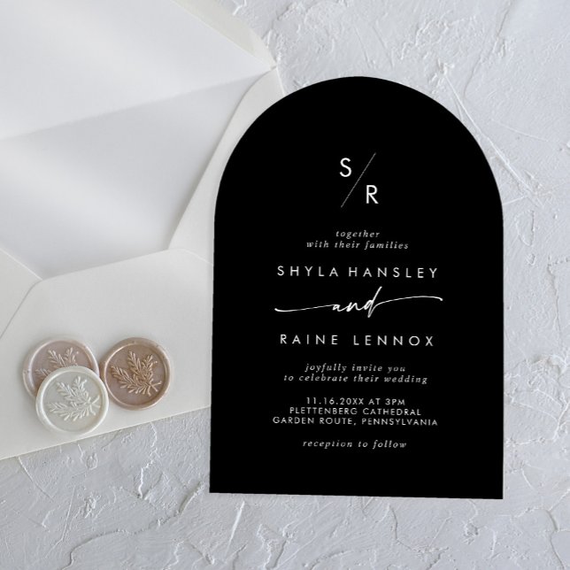 Boho Monogram Modern Unique White Black Wedding Acrylic Invitations (Creator Uploaded)