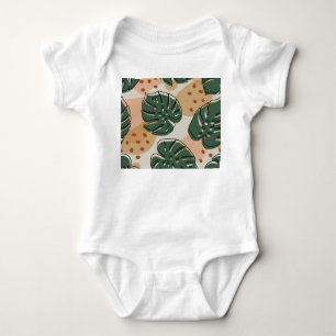 Boho monstera: abstract tropical pattern baby bodysuit