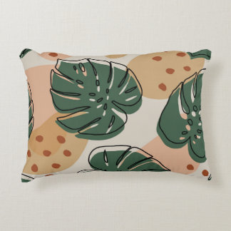 Boho monstera: abstract tropical pattern decorative cushion