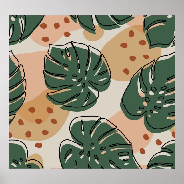 Boho monstera: abstract tropical pattern poster (Front)
