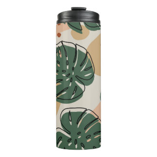 Boho monstera: abstract tropical pattern thermal tumbler