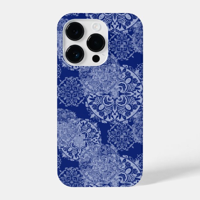 Boho Moody Blues Mandalas iPhone Case (Back)