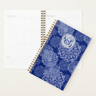 Boho Moody Blues Mandalas Monogrammed Planner