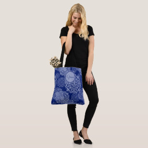 Boho Moody Blues Mandalas Tote Bag
