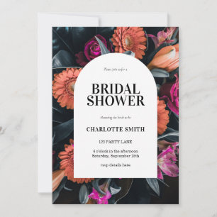 Boho Moody Dark Floral Bridal Shower Invitation