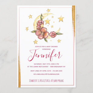 Boho Moon Baby Shower Invitation