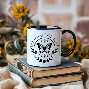 Boho Moon Black and White minimalist affirmation Mug