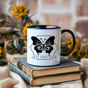 Boho Moon Black and White Self Love Club Mug
