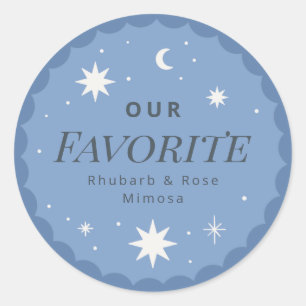 Boho moon favourite drink wedding favour sticker