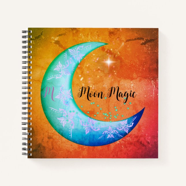 Boho Moon Magic Orange Personal Journal  (Front)