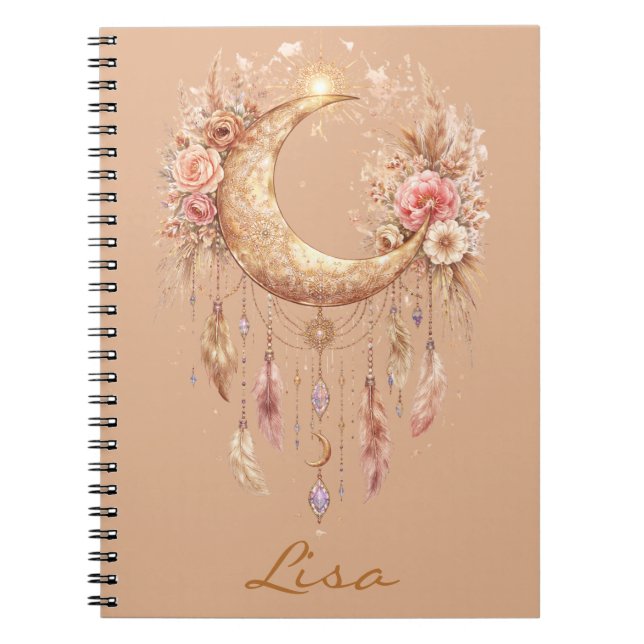 Boho Moon Mystical Vibe Notebook (Front)