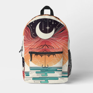 Boho Moon & Starry Rain art  Printed Backpack