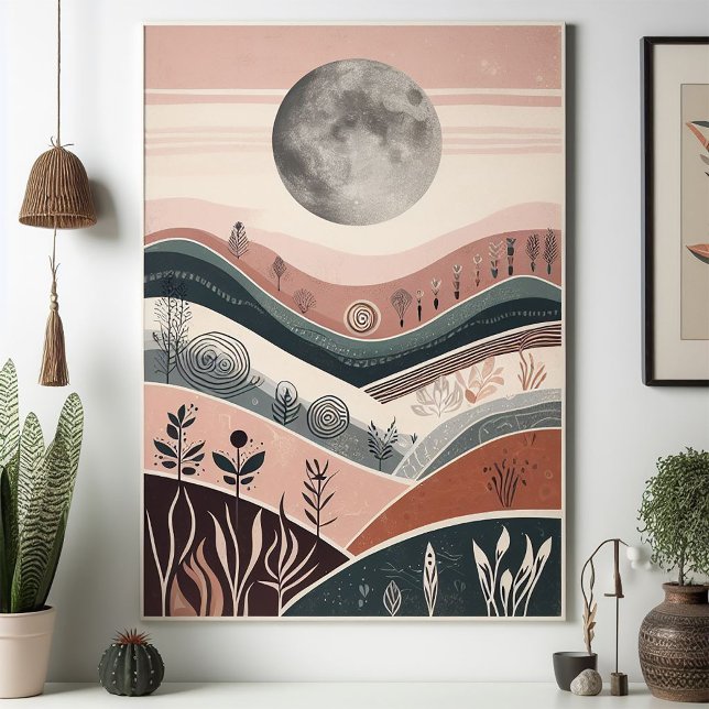Boho Moonlit Landscape - Moon Abstract Poster (Creator Uploaded)