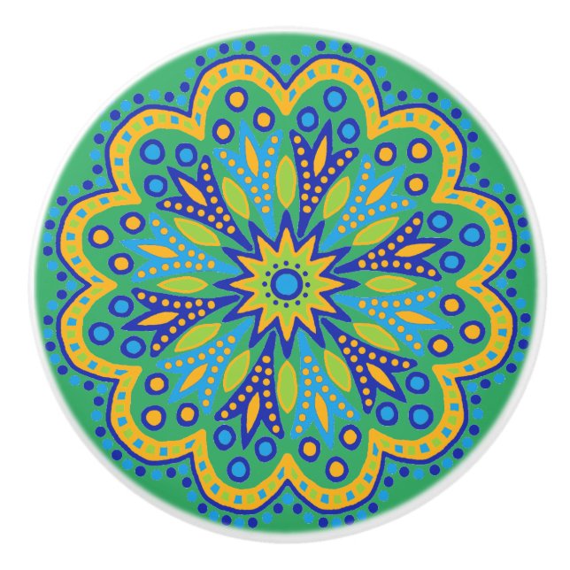Boho Moroccan Design Ceramic Knob (Front)