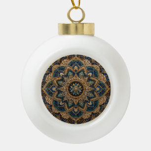 Boho Moroccan Geometric Round Coaster   Vintage Et Ceramic Ball Christmas Ornament