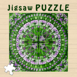 Boho Mosaic Tile Green Grass -  Jigsaw Puzzle