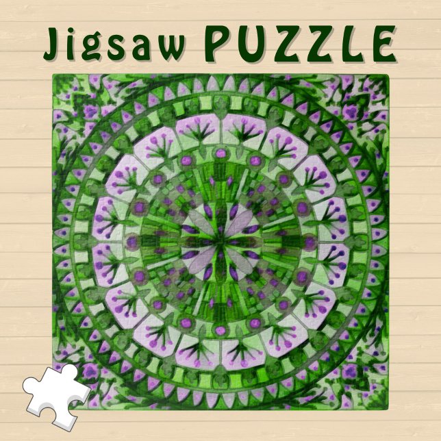 Boho Mosaic Tile Green Grass -  Jigsaw Puzzle (Creator Uploaded)