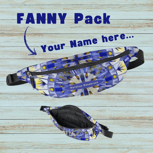 Boho Mosaic Tile Navy Blue Water -  Fanny Pack (Creator Uploaded)