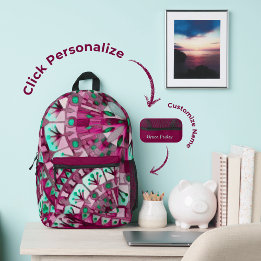 Boho Mosaic Tile Pink Berry - Printed Backpack