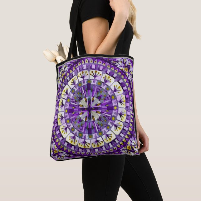 Boho Mosaic Tile Violet Flame -  Tote Bag (Close Up)