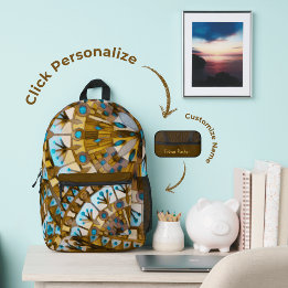 Boho Mosaic Tile yellow Honey - Printed Backpack