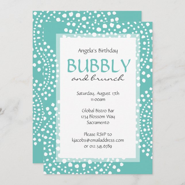 Boho Mosaic Tribal Birthday Aqua Invitation (Front/Back)