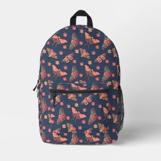 Boho Moth Pattern Aesthetic Printed Backpack