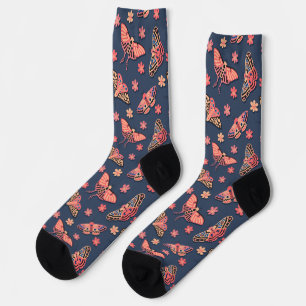 Boho Moth Pattern Design Socks