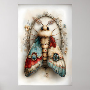 Boho Moth Print, Butterfly Spring Printable Wall Poster