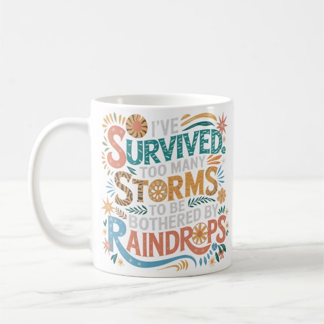 Boho Motivational Pastel Survivor Gift Coffee Mug (Left)